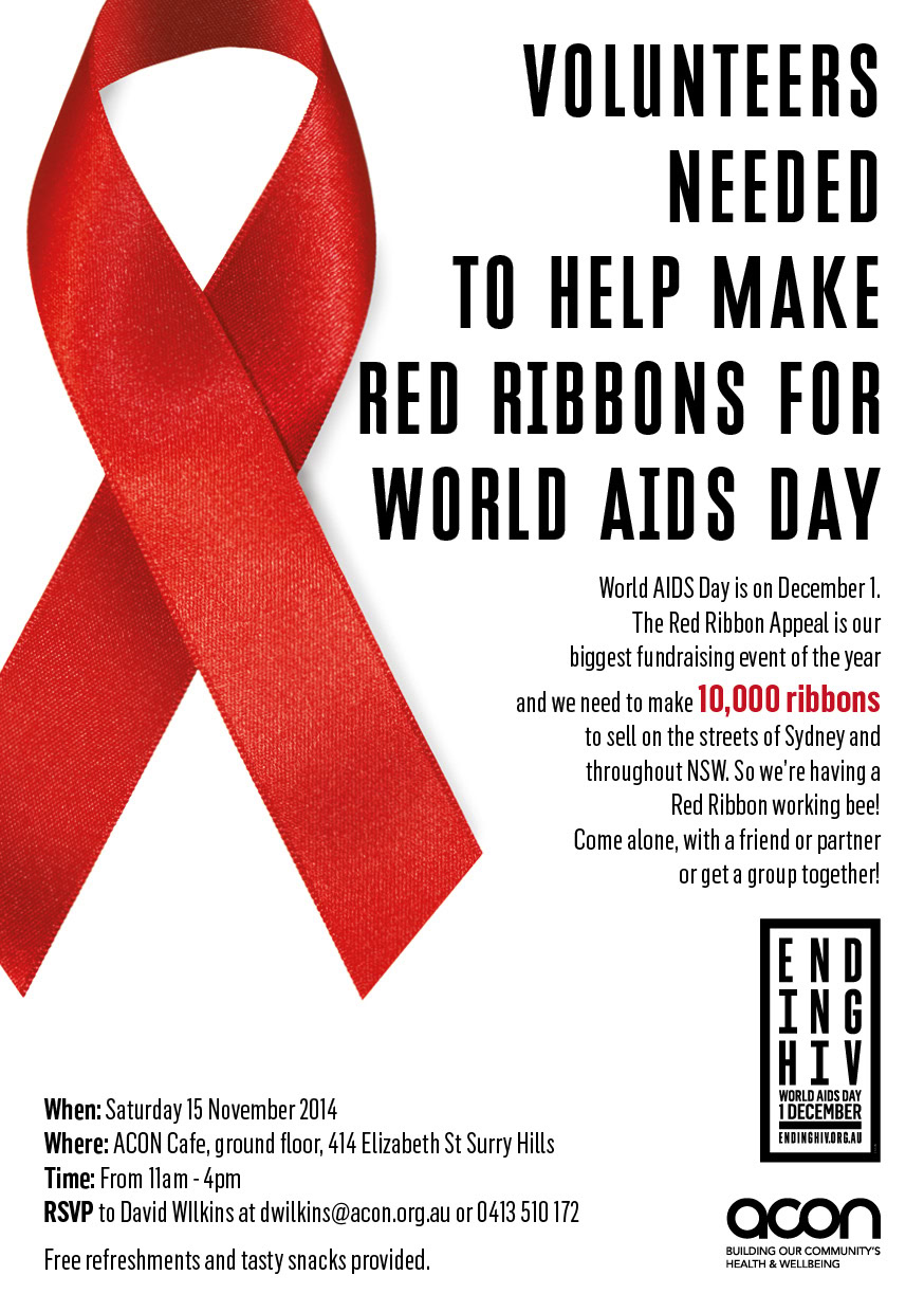 Volunteers needed to make ribbons for World AIDS Day Star Observer