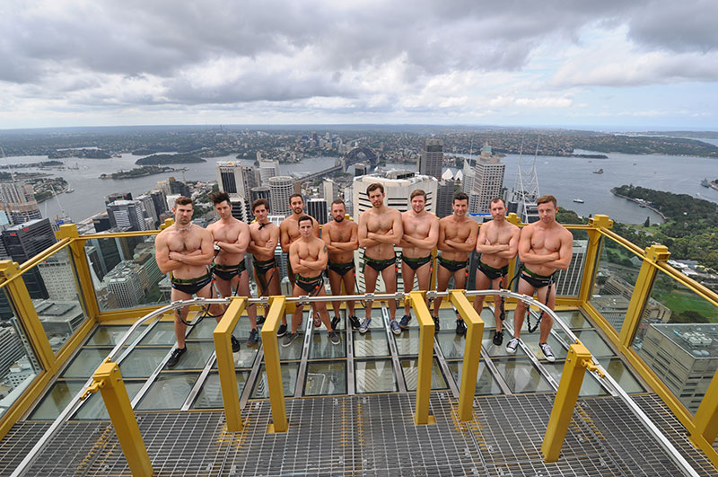 The Sydney Stingers water polo recently took part in a Mardi Gras-inspired photo shoot for Sydney Tower. (Supplied photo)