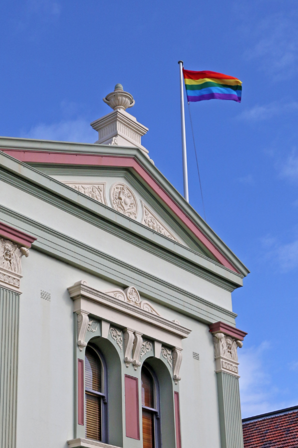 The rainbow flag on top of Randwick Town Hall