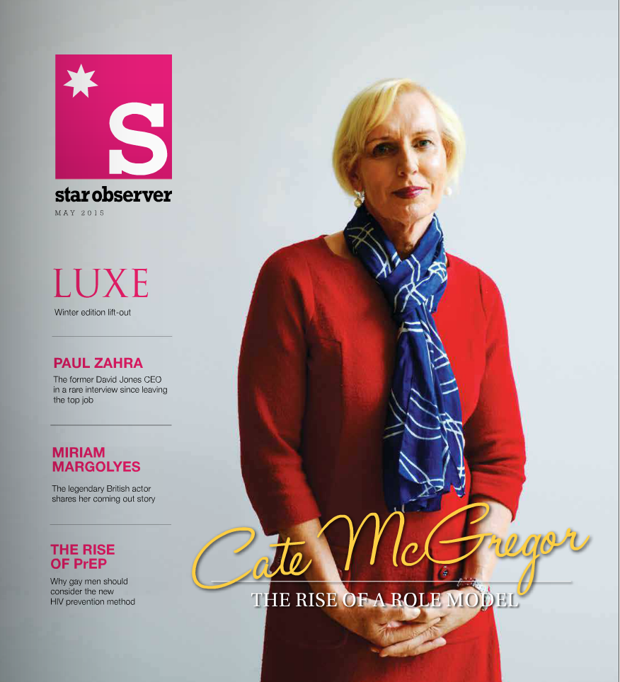 Cate McGregor graces the front cover of Star Observer's May edition. Available from Thursday, April 16.