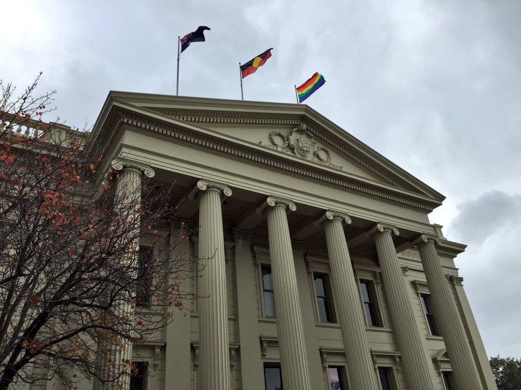 Geelong City Hall raises the rainbow flag ahead of IDAHOT on Sunday (Supplied image)