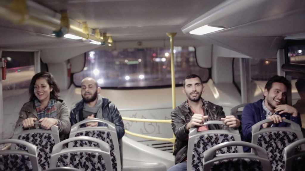 Right to left: Khader, Fadi, Naeem and one of their female friends in 'Oriented'.