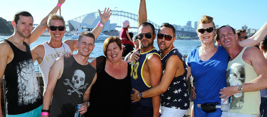 Some partygoers at Sydney Gay and Lesbian Mardi Gras' 2015 Harbour Party. (PHOTO: Ann-Marie Calilhanna; Star Observer)