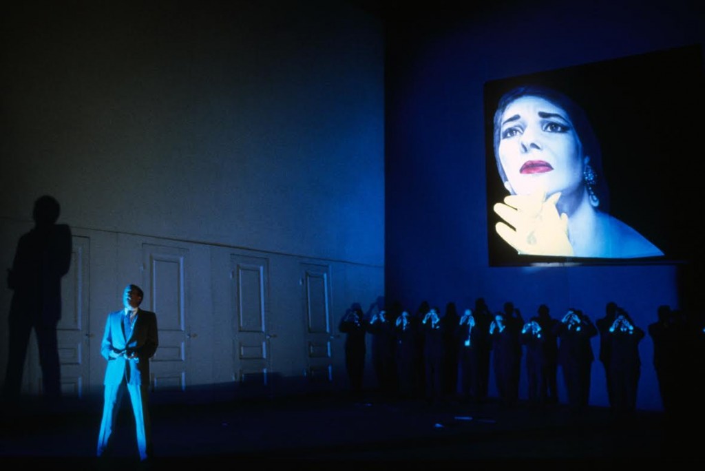 A production still from the original production of the Harvey Milk opera.