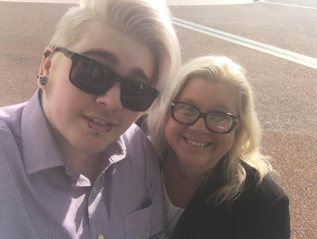 Jo Foster with her son Jeremy in Canberra on Monday. (Supplied image)