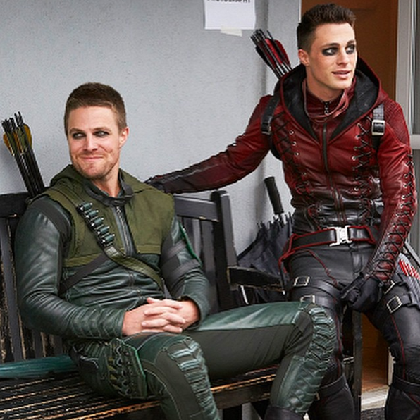 Colton Haynes with his Arrow co-star Stephen Amell (left). Picture: Instagram