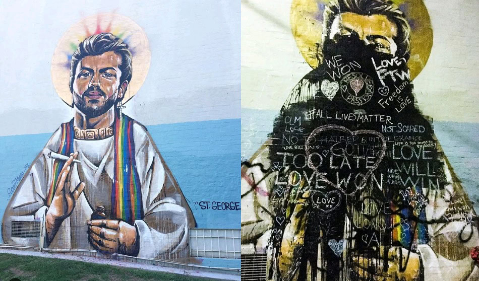 Positive messages added to vandalised George Michael mural