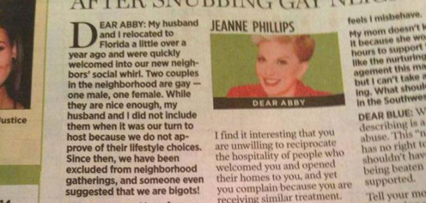 Dear Abby’s smackdown response to questioning neighbours