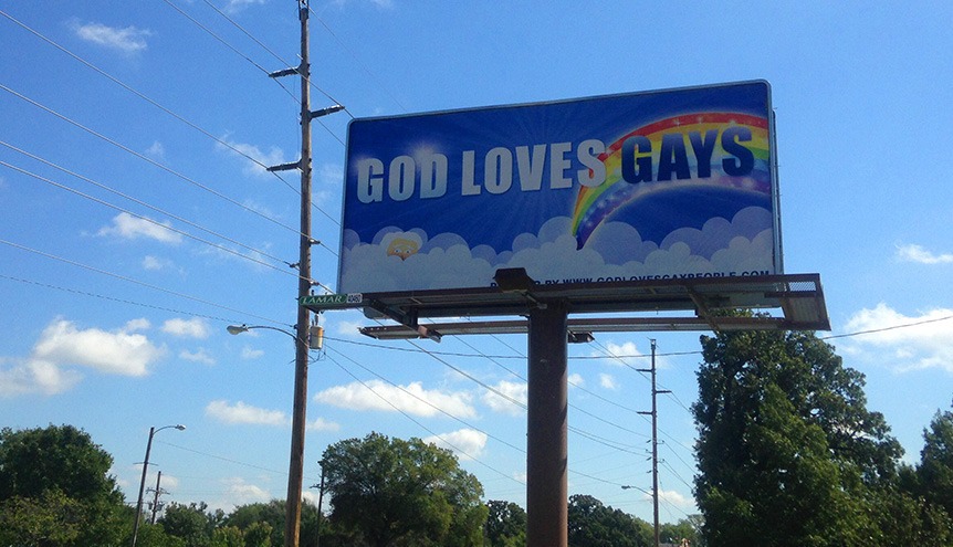 “God Loves Gays” billboard erected in hometown of Westboro Baptist Church