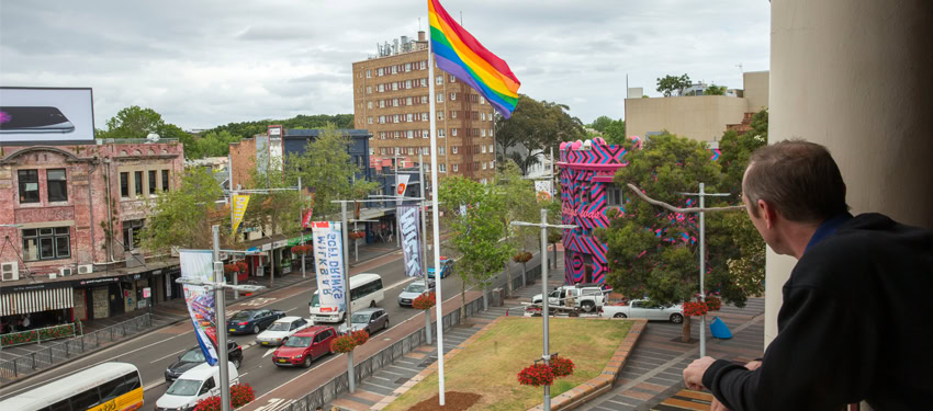 Pressure grows on council to make Taylor Square’s temporary rainbow flagpole permanent