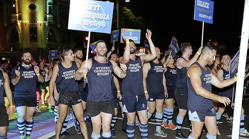 The Sydney Convicts were part of the anti-homophobia in sport contingent in this year's Sydney Gay and Lesbian Mardi Gras Parade. (Photo: Ann-Marie Calilhanna; Star Observer)