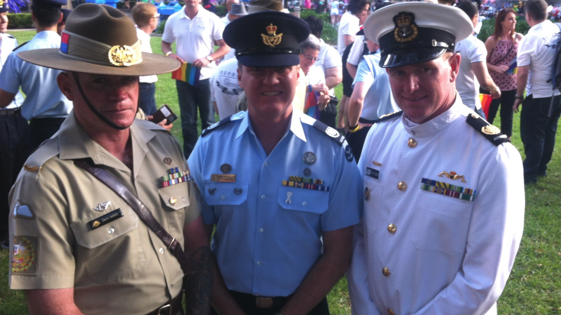 defence force leaders marching in the Sydney Gay and Lesbian Mardi Gras Parade