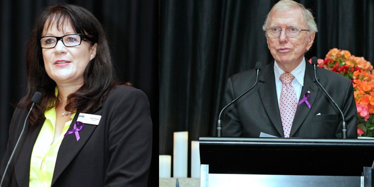 Pride in Diversity director Dawn Hough and former High Court judge Michael Kirby speaking at the 2014 Australian Workplace Equality Index luncheon. (Photos: Ann-Marie Calilhanna; Star Observer)