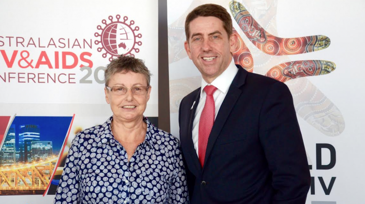 QuAC president Joanna Leamy and Qld Health Minister Cameron Dick at this morning's announcement (PHOTO: David Alexander; Star Observer)