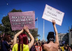 Signs at the recent Melbourne Slut Walk. (PHOTO: Kate Hannah Photography)