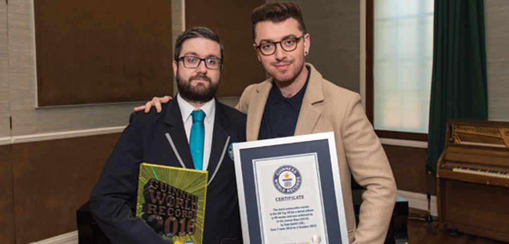 The writing is set in stone: gay singer Sam Smith achieves two Guinness World Records