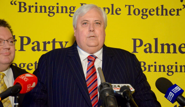 Clive Palmer at this morning's press conference. (PHOTO: David Alexander; Star Observer)
