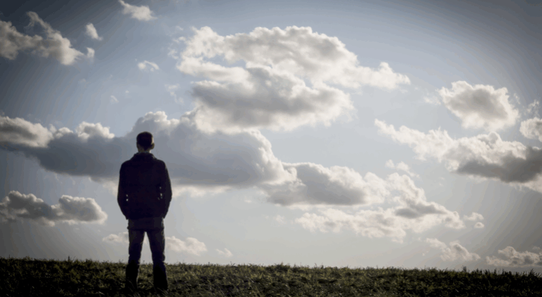 man sky alone mental health gloomy shadow