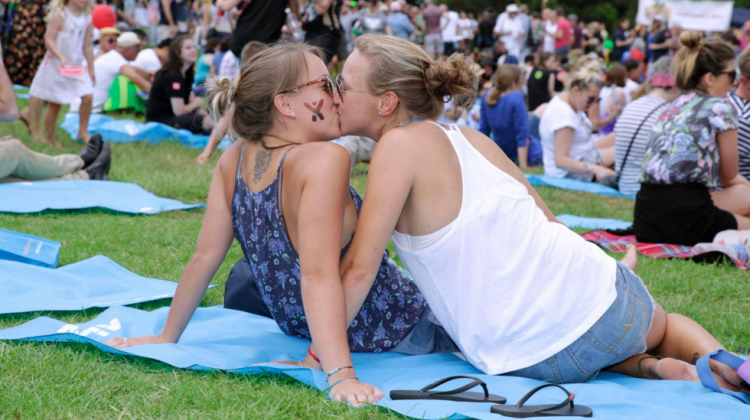 lesbians kissing love romance picnic community marriage couple study
