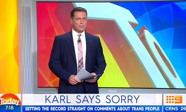 Karl Stefanovic apologises for offending trans community