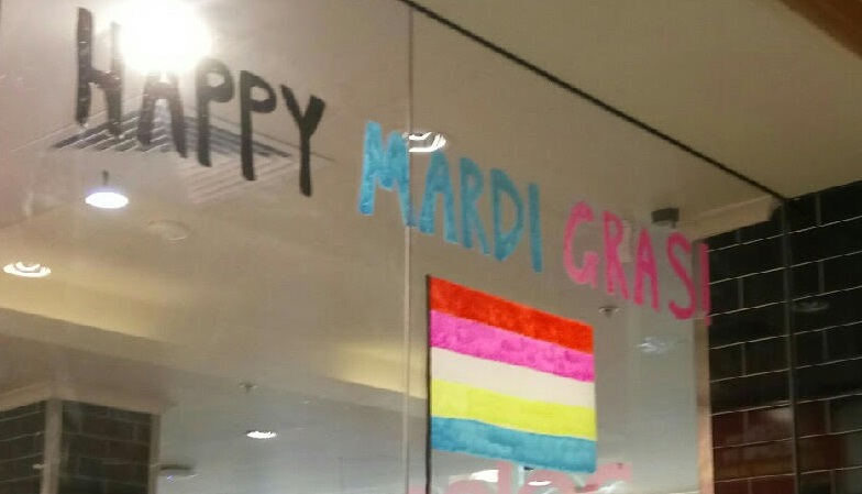 The new Mardi Gras window display.