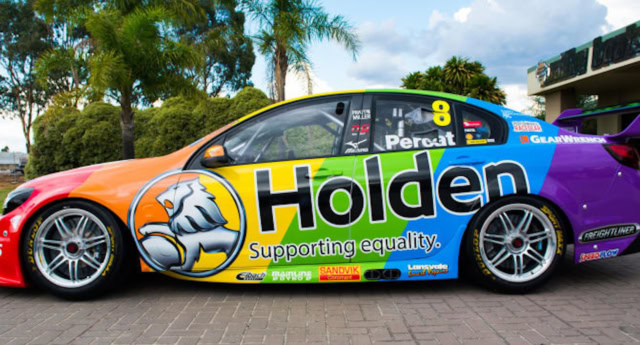 A Grand Prix racer has been painted rainbow for equality