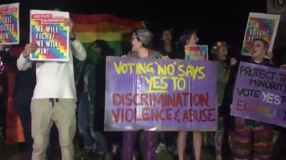 Protesters clash outside Brisbane church over postal survey