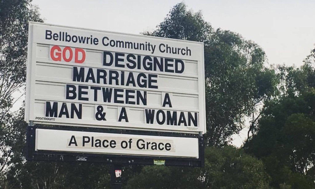 Brisbane church sparks outrage with anti-equality billboard