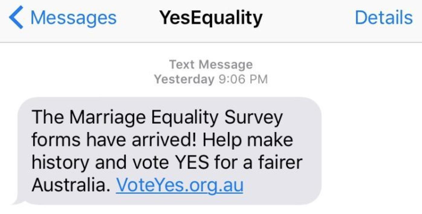 ‘Vote Yes’ text message sent out over the weekend to mixed responses
