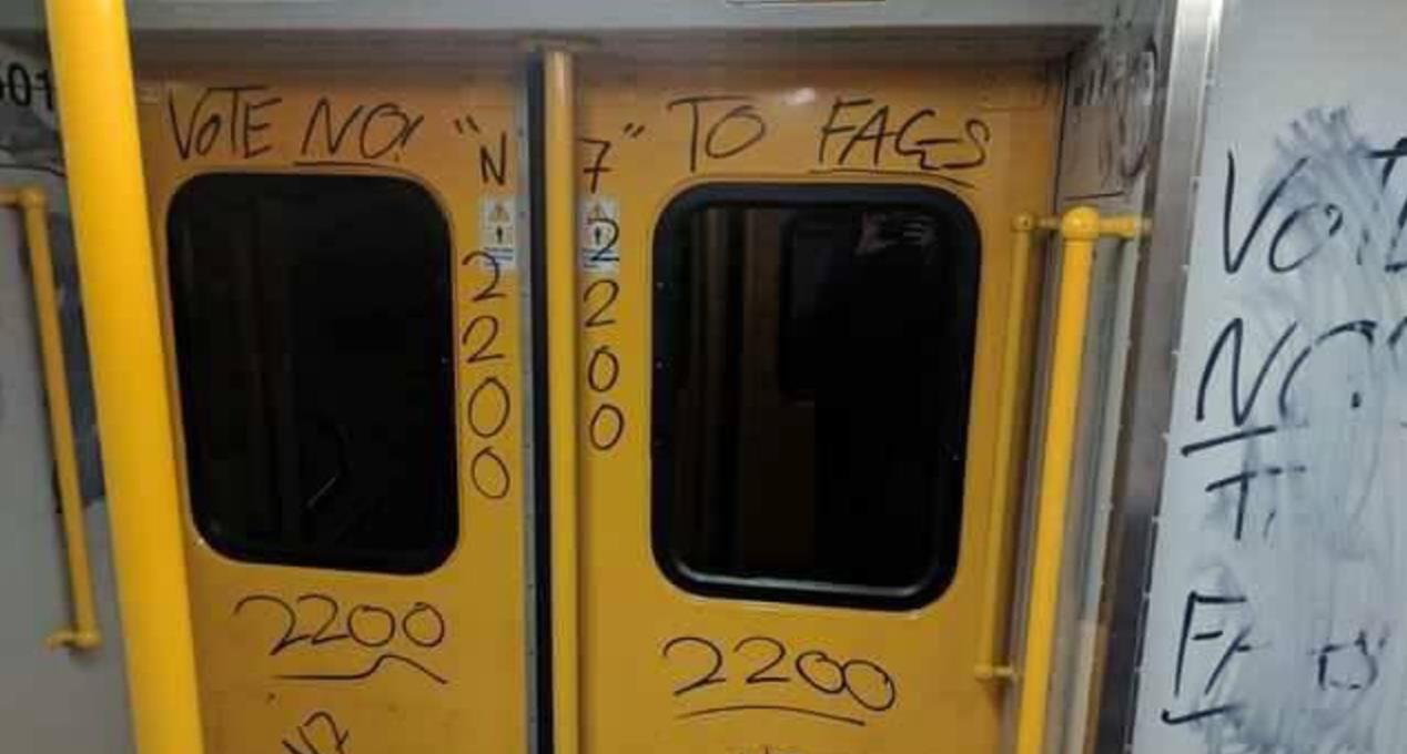Sydney train defaced with anti-gay slogans and swastikas