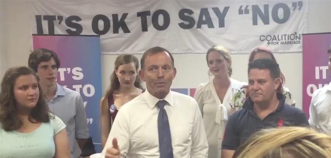 Abbott tells No campaign to “keep the faith” and continue fighting SSM