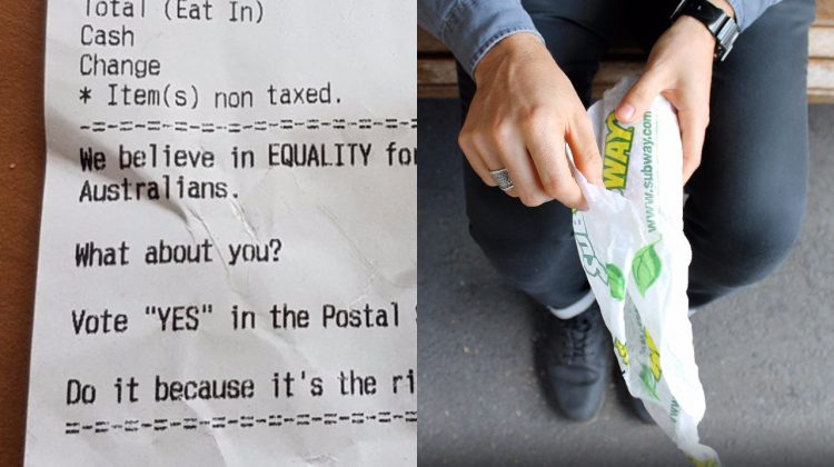 Subway Australia receipt