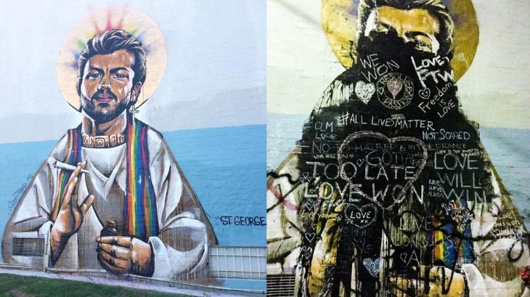 george michael mural vandalised