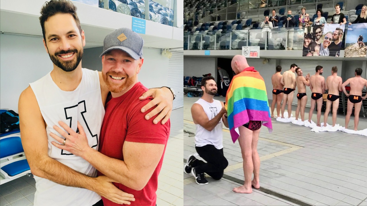 Melbourne man proposes to his partner at a water polo game