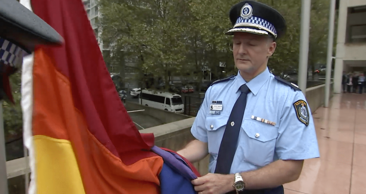 The NSW police force have raised a rainbow flag for the first time