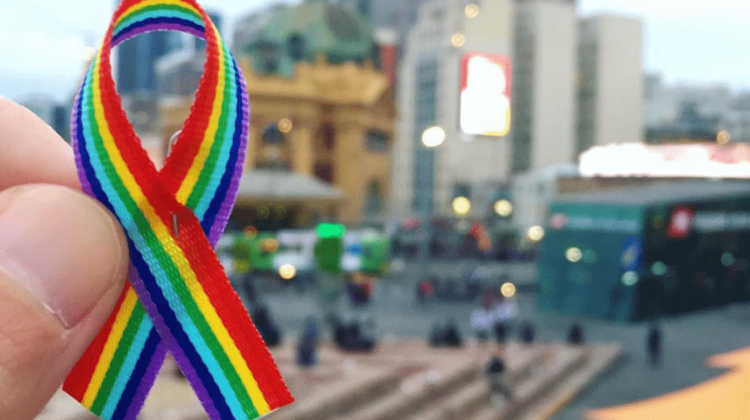 rainbow ribbon pride workers