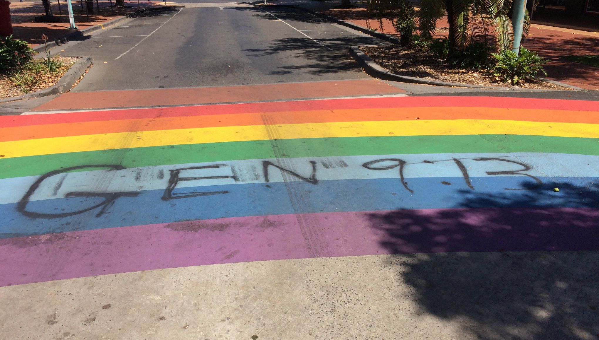 Lismore rainbow crossing vandalised with biblical message during LGBTI festival
