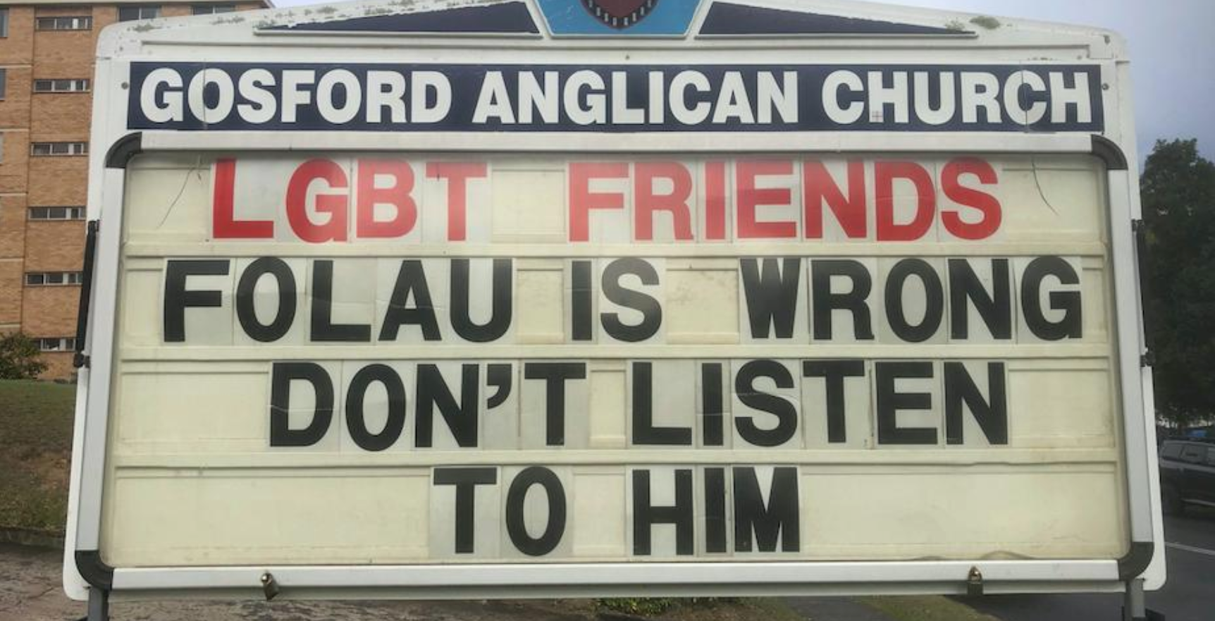 ‘Folau is wrong’: NSW church stands in solidarity with LGBTIQ+ community
