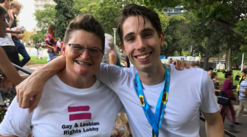 The photo has two members of the New South Wales Lesbian and Gay Rights Lobby
