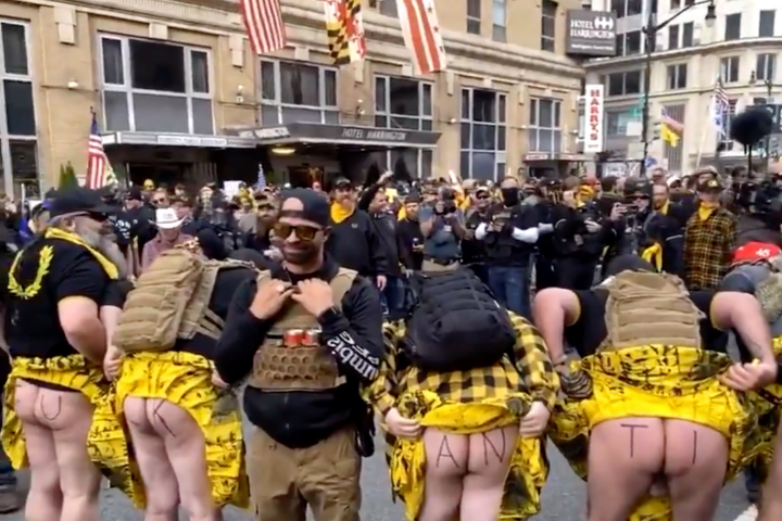 Proud Boys Flash Protest March While Wearing Gay Made Kilts