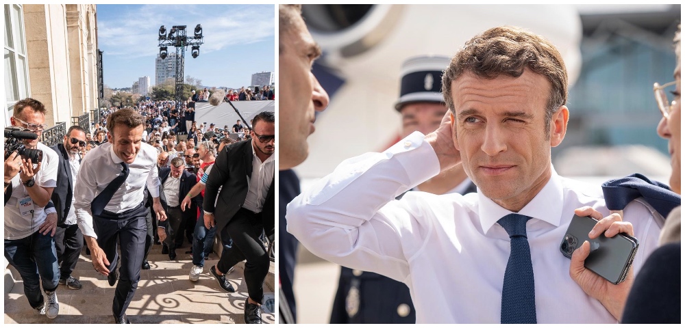 French President Emmanuel Macron Bares Some Chest