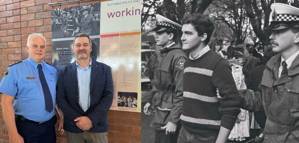 Police Officer Meets Tasmanian LGBT Activist Rodney Croome, 30 Years After Arresting Him At Salamanca Market Protests