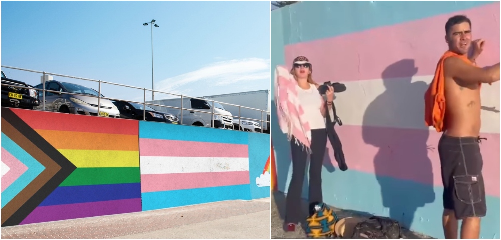 Trans Flag Mural On Bondi Beach Sea Wall Vandalised