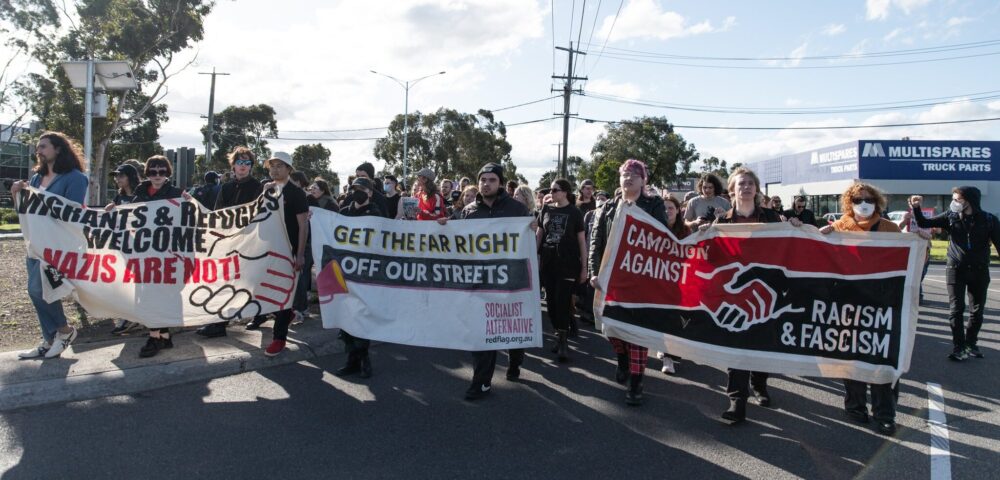 Protesters March Against Neo-Nazi, Far-Right Recruitment Event