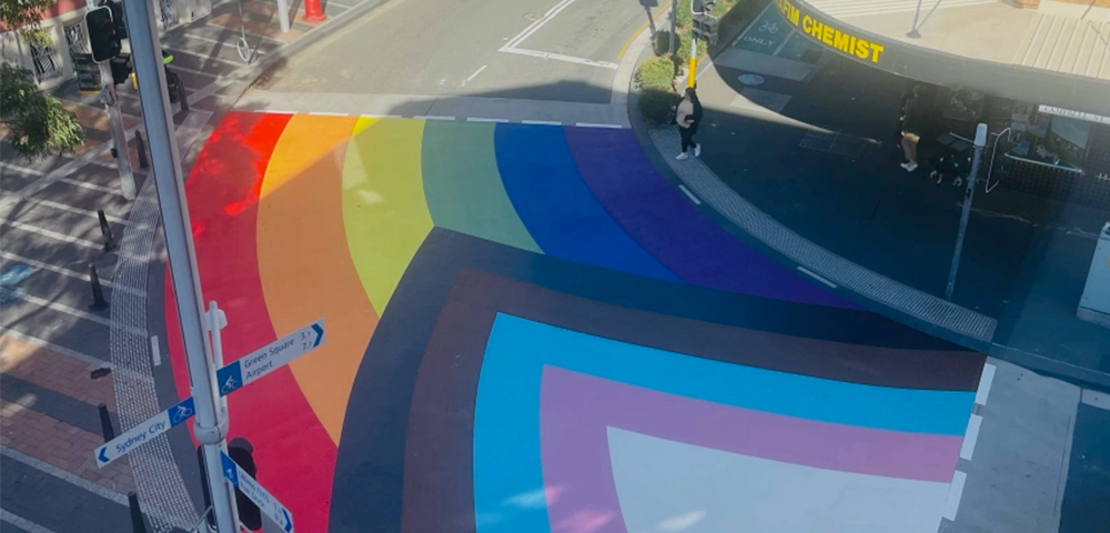 Sydney’s Taylor Square Rainbow Crossing Updated to Progress Pride Flag