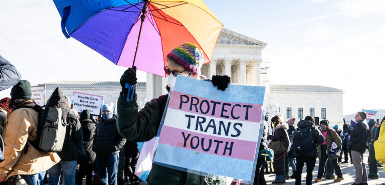 US Supreme Court hearing on healthcare for trans youth.