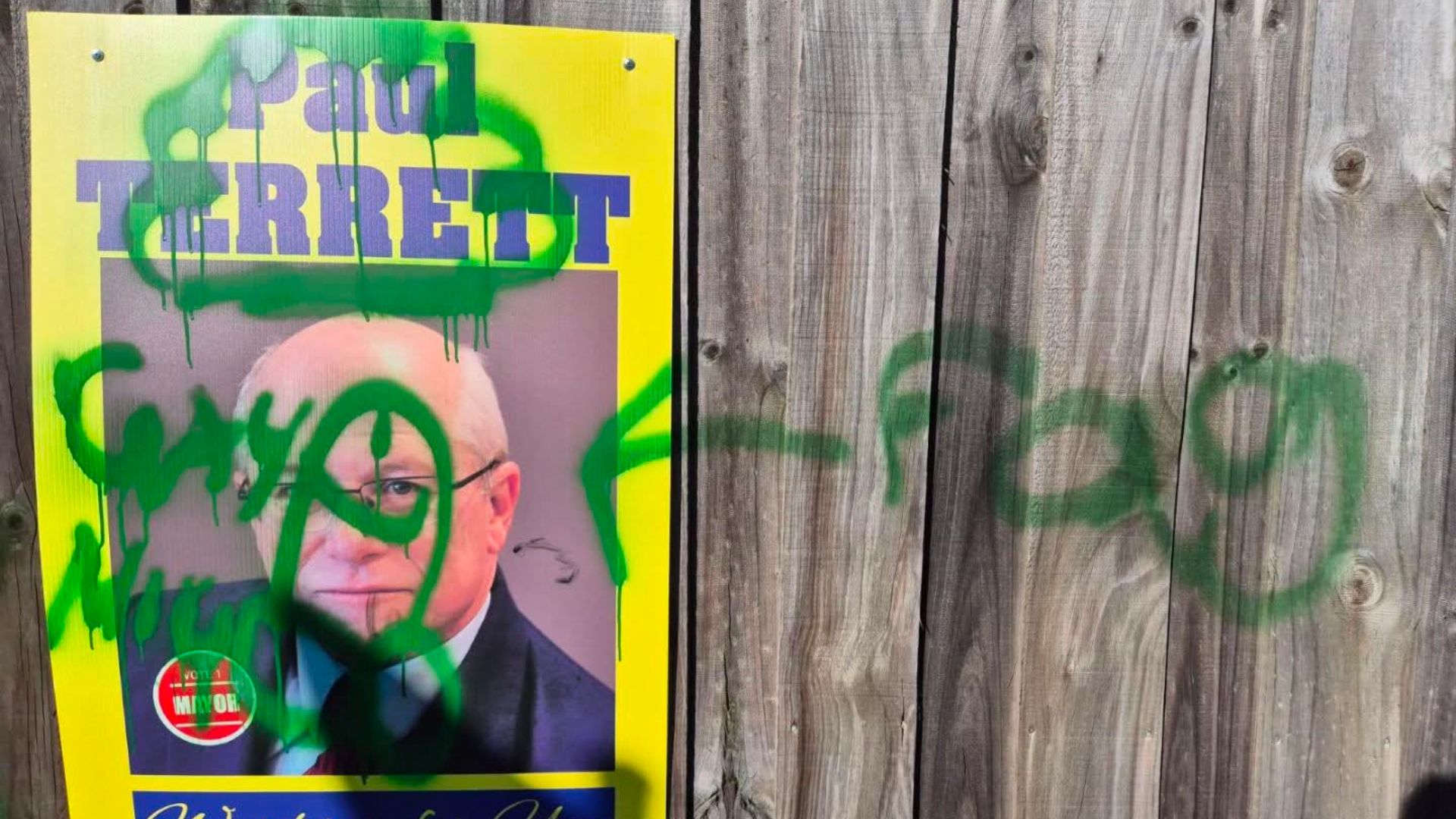 Tasmanian Councillor Sign Defaced With Racist & Homophobic Slurs